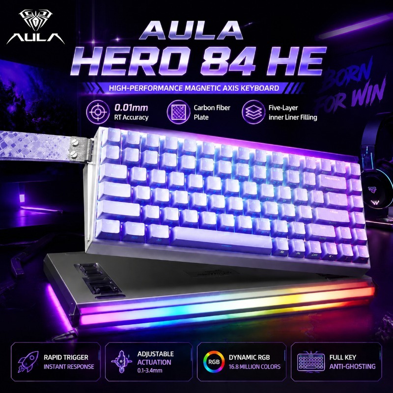 Gaming Keyboard Hall Effect Switches - AULA HERO84 Magnetic Gaming Mechanical Keyboard