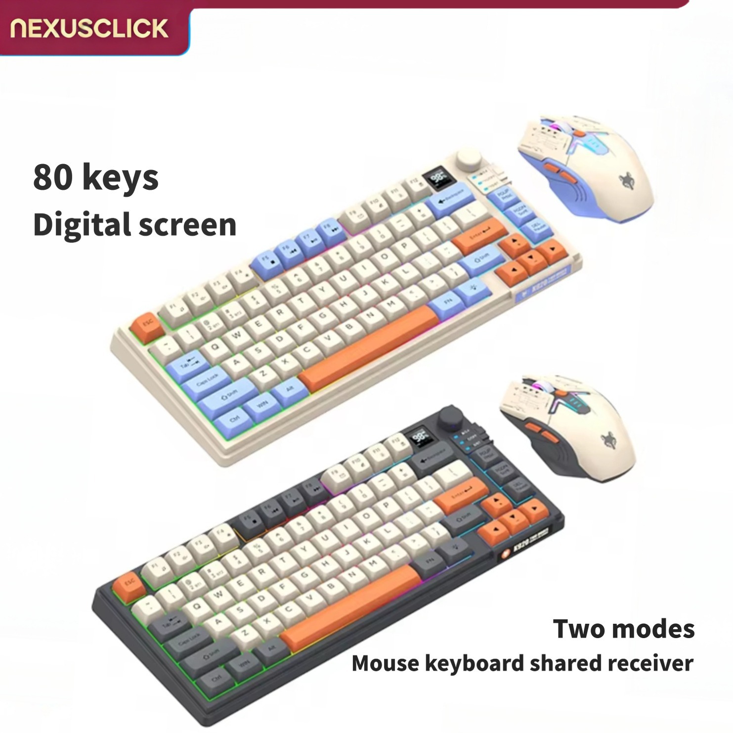 Gaming Keyboard And Mouse Combo Wireless - NexusClick Dual Mode Keyboard Mouse Combo